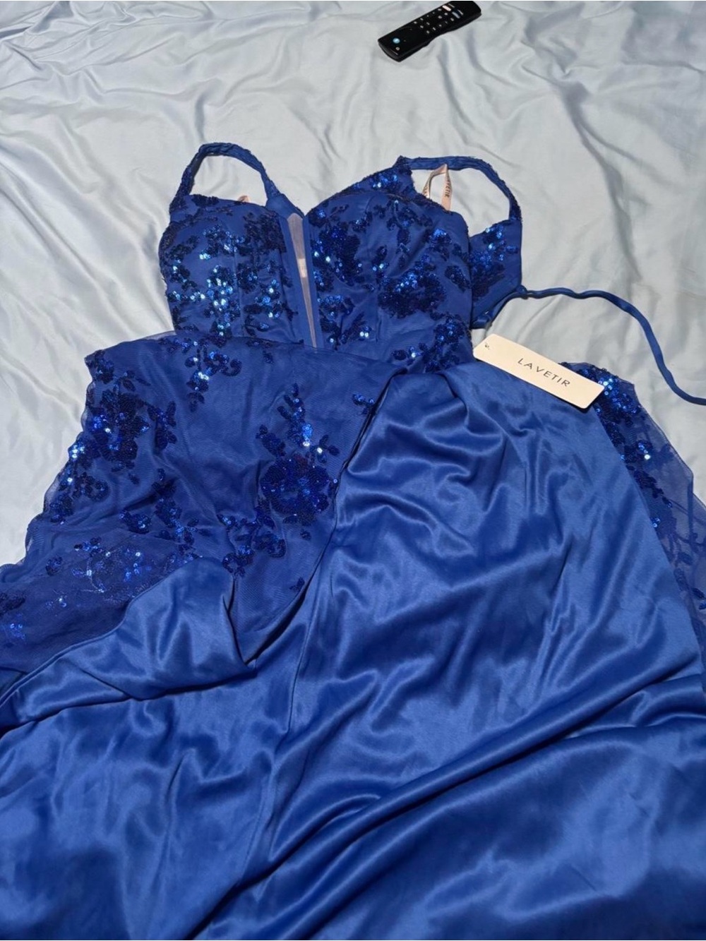 LaVetir Cobalt Blue Sequin Prom Dress